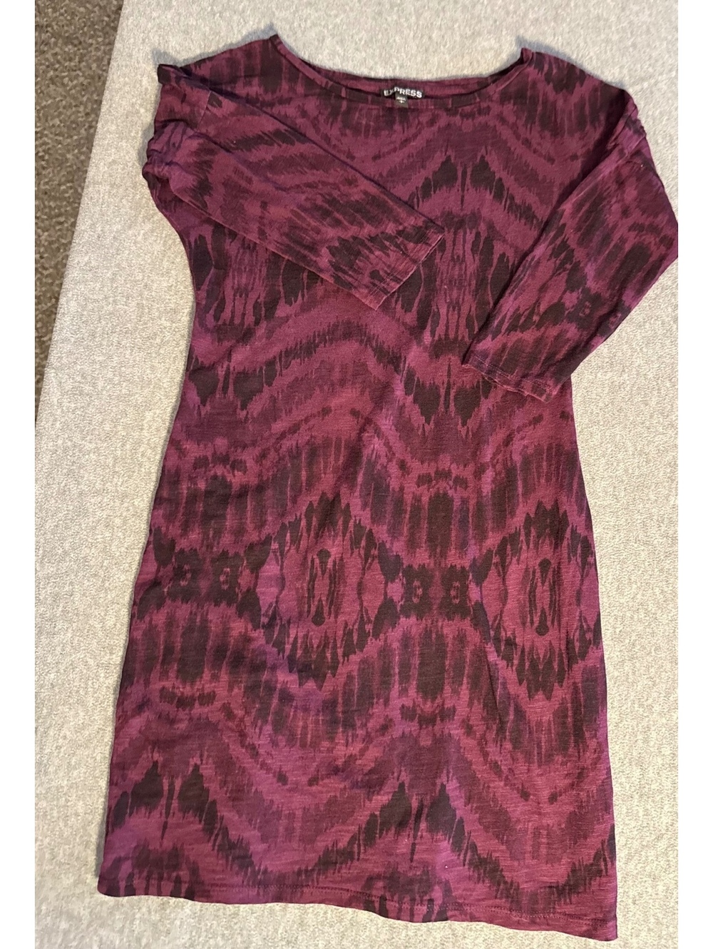 Express Womens Burgundy Patterned Short Sleeve Dress Size S